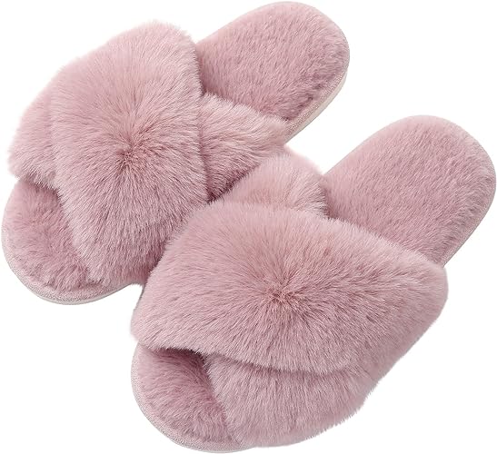 Women's Fuzzy Slippers, House Slippers, Open Toe Slippers Women's Fuzzy Slippers, House Slippers, Open Toe Slippers